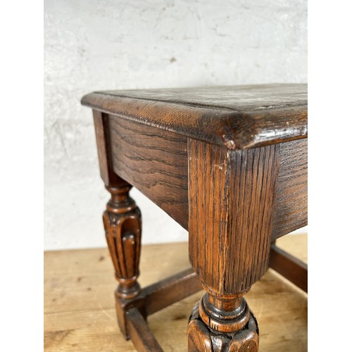 37 - A 17th century style carved oak rectangular joint side table - approx. 46cm high x 43cm wide x 33cm ... 