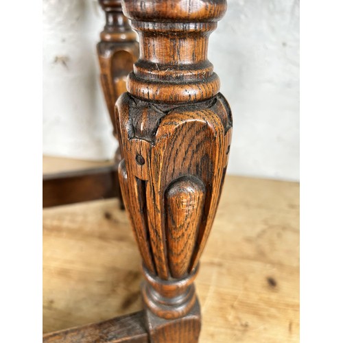 37 - A 17th century style carved oak rectangular joint side table - approx. 46cm high x 43cm wide x 33cm ... 