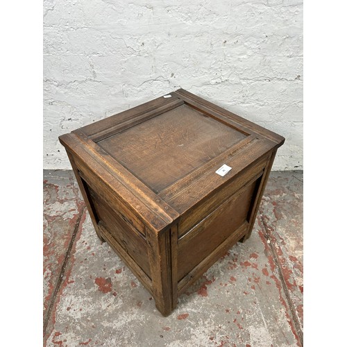 41 - A George III style oak lidded box- approx. 46cm high x 45cm wide x 40cm deep