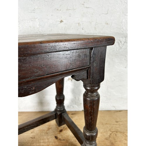 43 - A 17th century style oak rectangular joint side table - approx. 46cm high x 46cm wide x 28cm deep