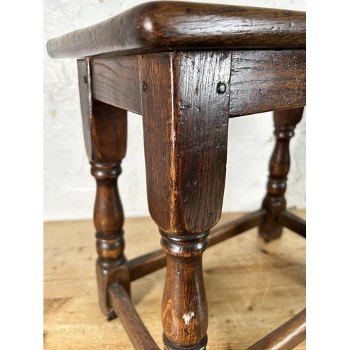 44 - A 17th century style oak rectangular joint side table - approx. 45cm high x 47cm wide x 28cm deep