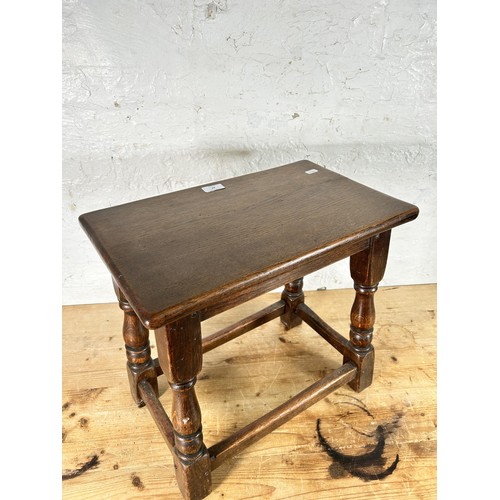 44 - A 17th century style oak rectangular joint side table - approx. 45cm high x 47cm wide x 28cm deep