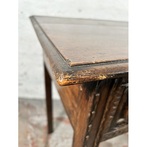 45 - An 18th century carved oak rectangular side table with single drawer - approx. 75cm high x 81cm wide... 