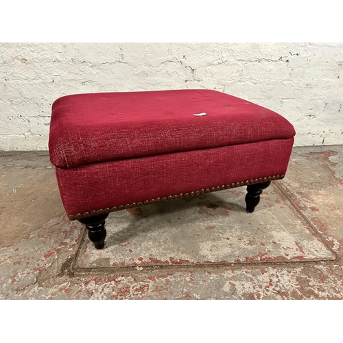 112 - A Victorian style pink fabric upholstered footstool