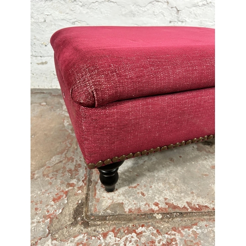 112 - A Victorian style pink fabric upholstered footstool