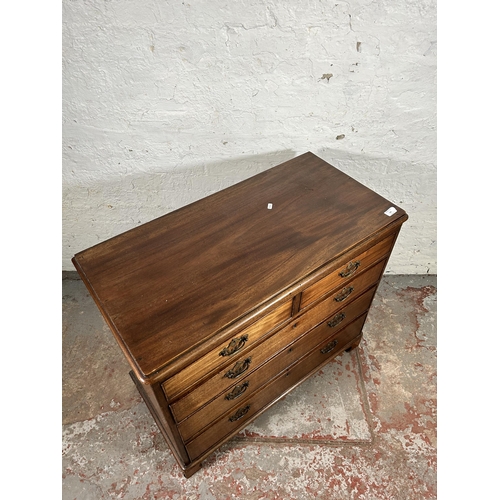 120 - A George III mahogany chest of two short over three long drawers with bracket supports - approx. 77c... 