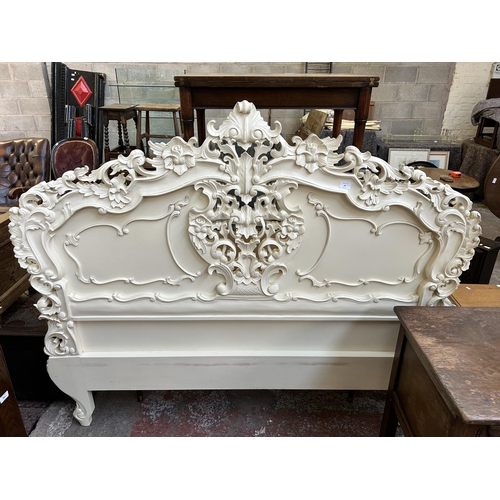 66 - A French style white painted bed headboard - approx. 147cm high x 178cm wide