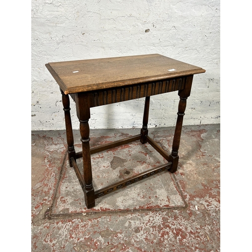 76 - An oak rectangular joint side table - approx. 69cm high x 69cm wide x 40cm deep