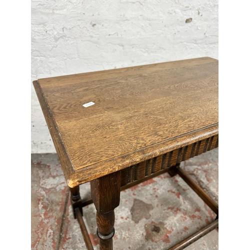 76 - An oak rectangular joint side table - approx. 69cm high x 69cm wide x 40cm deep