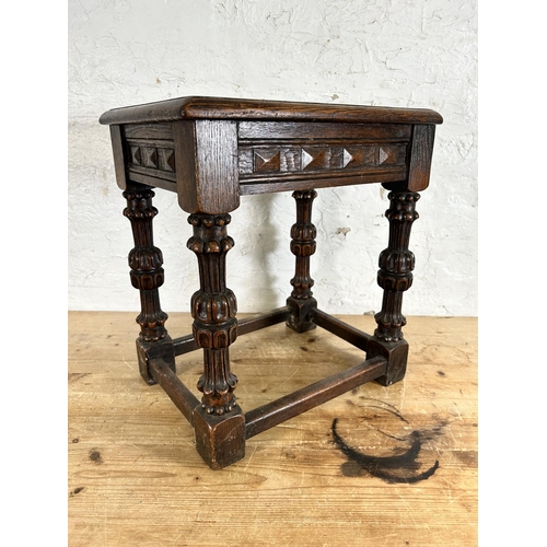 82 - A Heaton Tabb & Co. Ltd. carved oak rectangular joint side table - approx. 47cm high x 43cm wide x 3... 