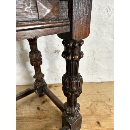 82 - A Heaton Tabb & Co. Ltd. carved oak rectangular joint side table - approx. 47cm high x 43cm wide x 3... 