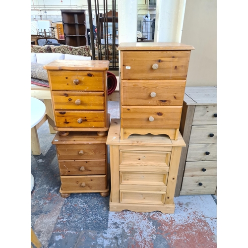 155 - Eight pieces of pine furniture to include two Mexican pine chests of five drawers, CD cabinet, four ... 