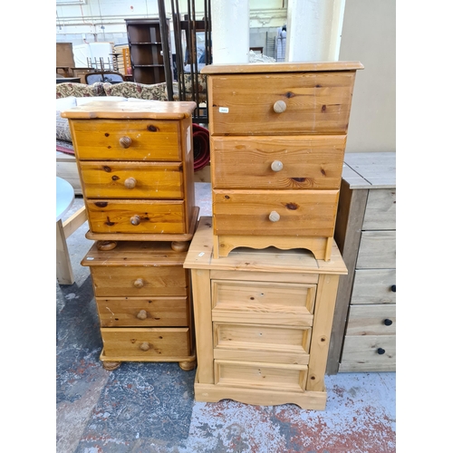 155 - Eight pieces of pine furniture to include two Mexican pine chests of five drawers, CD cabinet, four ... 