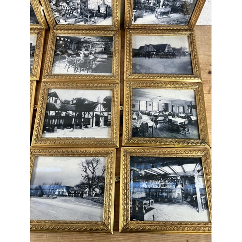 213 - Sixteen gilt framed black and white photographs