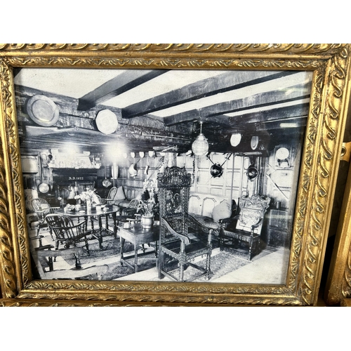 213 - Sixteen gilt framed black and white photographs