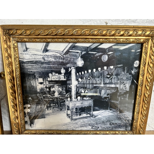 213 - Sixteen gilt framed black and white photographs