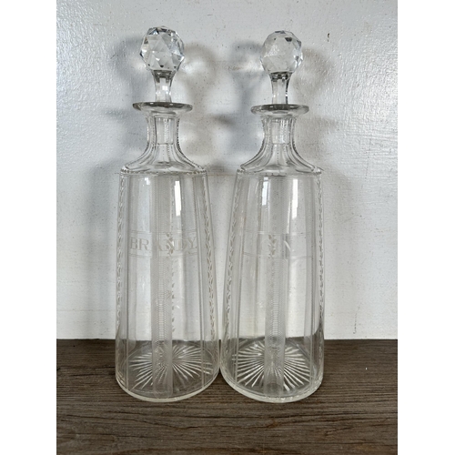 344 - Four vintage glass decanters - largest approx. 30cm high