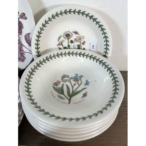 296 - Eleven pieces of ceramics, six Portmeirion Botanic Garden bowls, four Spode Kingsley dinner plates a... 