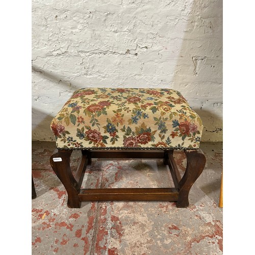 139 - Three pieces of furniture, one Arts and Crafts spindle back low seated armchair with rush seat, one ... 