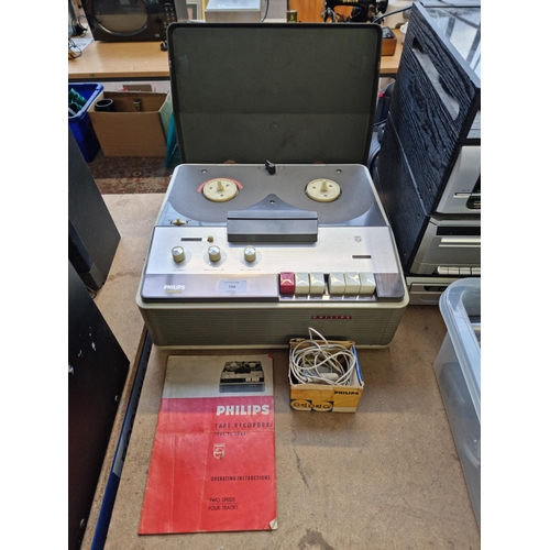 A mid 1960s Philips EL3548 reeltoreel tape recorder with boxed