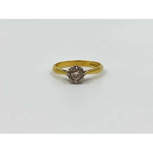 1155 - A hallmarked Birmingham 18ct gold diamond solitaire ring, size L - approx. gross weight 2.5 grams