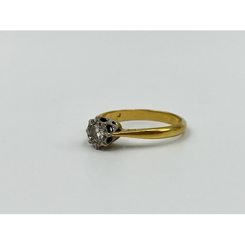 1155 - A hallmarked Birmingham 18ct gold diamond solitaire ring, size L - approx. gross weight 2.5 grams