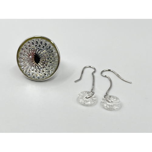 1160 - Two pieces of boxed Waterford Crystal and sterling silver jewellery, one pair of earrings and one ri... 