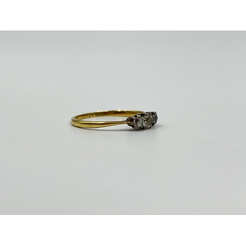 1161 - An 18ct gold and platinum diamond trilogy ring, size P½ - approx. gross weight 1.85 grams