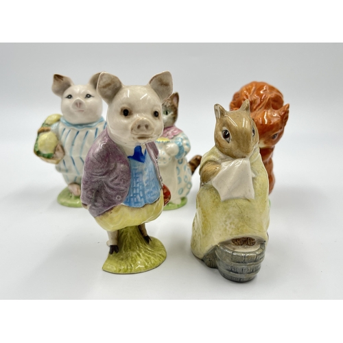 253 - Seven Beswick Beatrix Potter figurines to include Mrs Tiggy Winkle, Squirrel Nutkin etc.