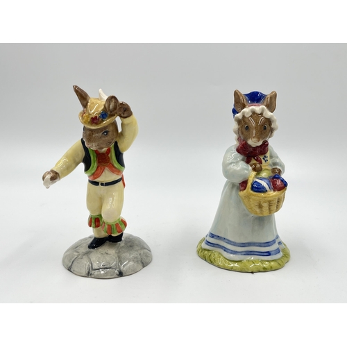 260 - Six Royal Doulton Bunnykins figurines to include Morris Dancer Bunnykins DB204, Bathtime Bunnykins D... 