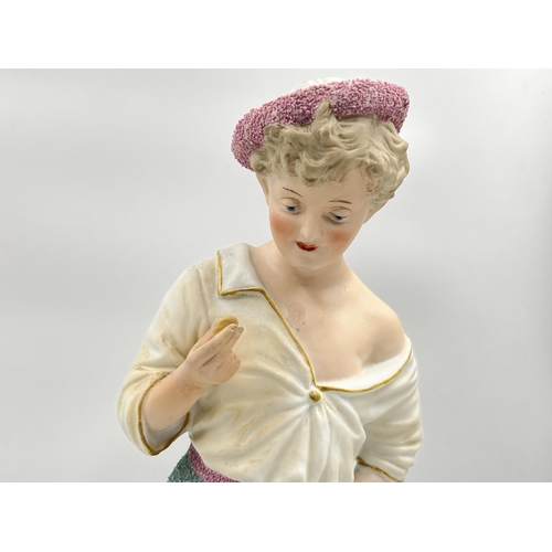 284H - Two antique German bisque porcelain figurines, one stamped Gebruder Heubach - largest approx. 32cm h... 