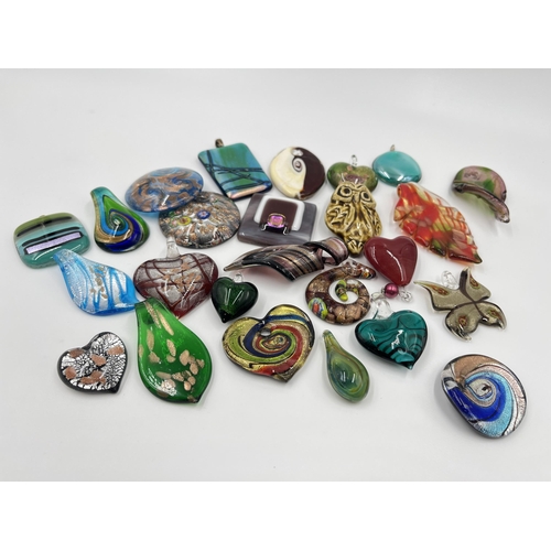 1168 - A collection of studio glass pendants