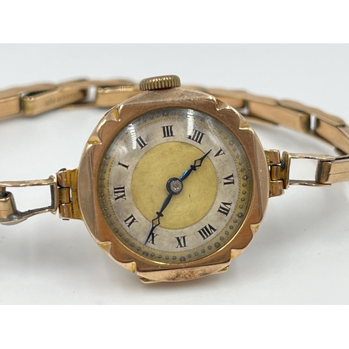 1192 - An Art Deco Breguet 9ct gold cased mechanical lady's wristwatch with 9ct gold bracelet - approx. gro... 