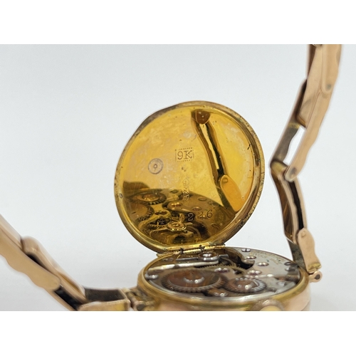 1192 - An Art Deco Breguet 9ct gold cased mechanical lady's wristwatch with 9ct gold bracelet - approx. gro... 