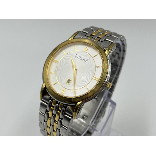 1193 - A Bulova C976838 quartz 38mm men's wristwatch with stainless steel butterfly clasp bracelet