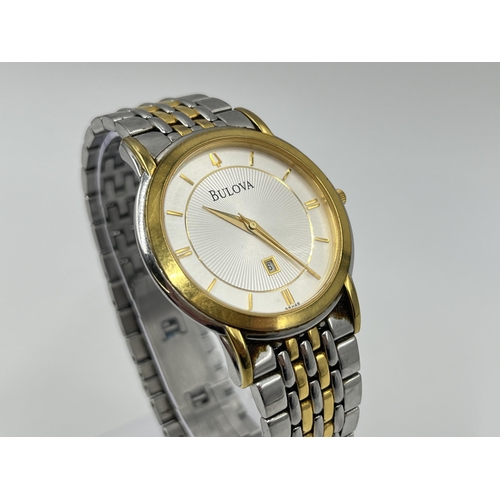 1193 - A Bulova C976838 quartz 38mm men's wristwatch with stainless steel butterfly clasp bracelet