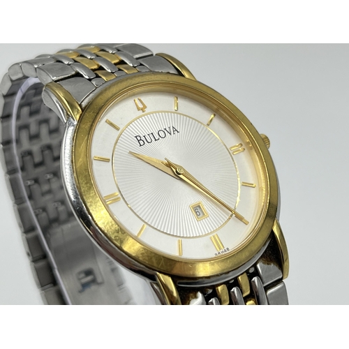 1193 - A Bulova C976838 quartz 38mm men's wristwatch with stainless steel butterfly clasp bracelet