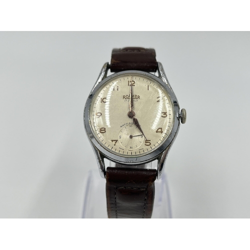 1194 - A mid 20th century Roamer MST 402 17 jewels mechanical 35mm men's wristwatch