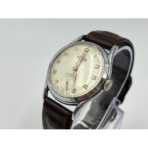 1194 - A mid 20th century Roamer MST 402 17 jewels mechanical 35mm men's wristwatch