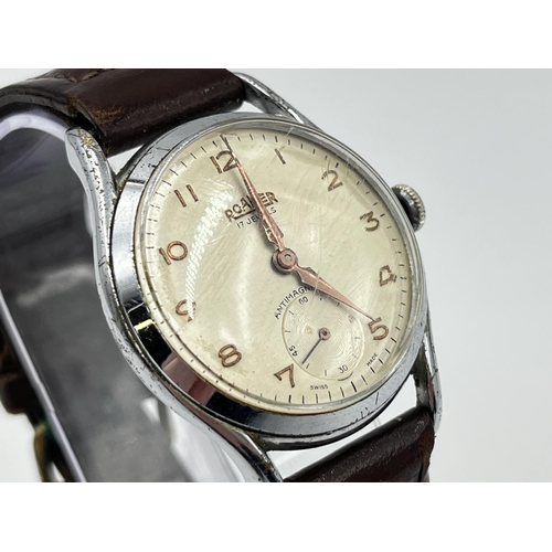 1194 - A mid 20th century Roamer MST 402 17 jewels mechanical 35mm men's wristwatch