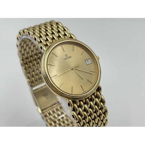 1201 - A boxed Concord ETA 255112 quartz 32mm wristwatch with 14ct gold case and bracelet - approx. gross w... 