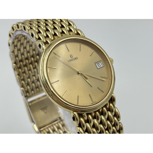 1201 - A boxed Concord ETA 255112 quartz 32mm wristwatch with 14ct gold case and bracelet - approx. gross w... 