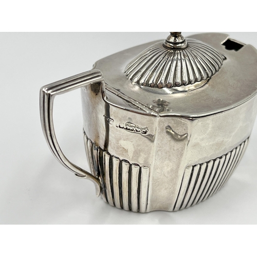 1228 - A Victorian Harrison Brothers & Howson hallmarked Sheffield silver mustard pot with hallmarked Sheff... 