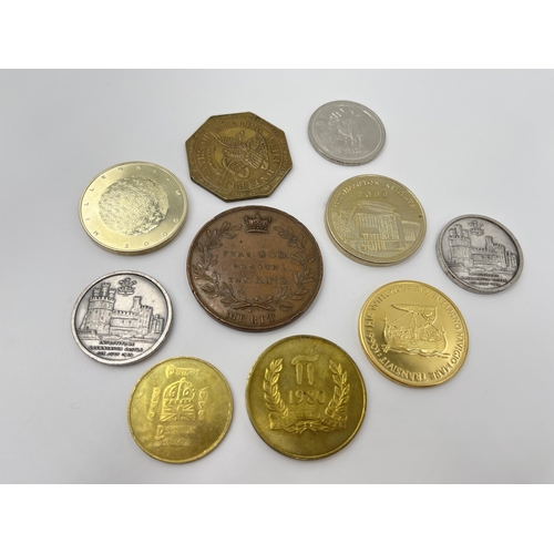 1276 - Ten medallions and souvenir coins to include 'For God.  Honour the King. Merit.', 'Souvenir Pioneer ... 