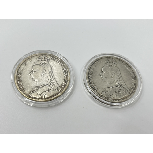 1279 - Two Queen Victoria .925 silver crowns, one 1889 and one 1890