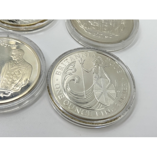 1283 - Four Queen Elizabeth II silver £2 coins to include 2005 one ounce fine silver, 2008 one ounce fine s... 