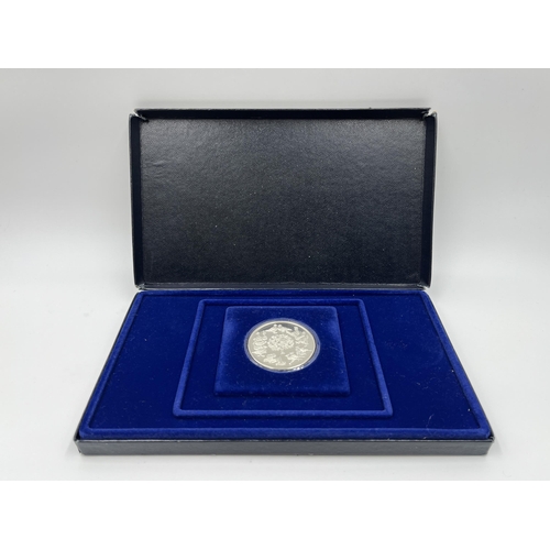 1296 - A cased Elizabeth II Yorkshire Mint 12 Days of Christmas hallmarked Birmingham silver coin, dated 19... 