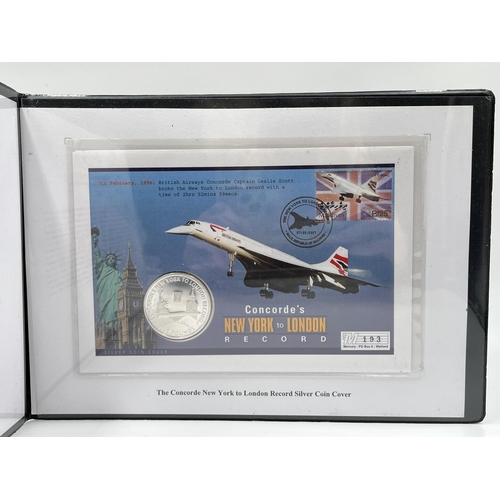 1298 - A cased Westminster The Concorde New York to London Record limited edition of 450 .925 silver five p... 