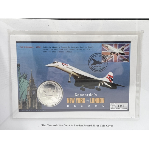 1298 - A cased Westminster The Concorde New York to London Record limited edition of 450 .925 silver five p... 