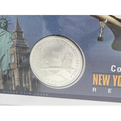 1298 - A cased Westminster The Concorde New York to London Record limited edition of 450 .925 silver five p... 